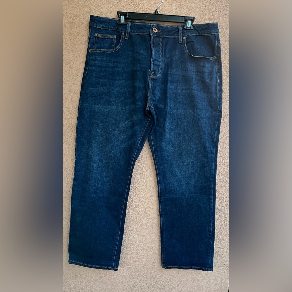 MENS NEXT SIZE 40R  L31 BLUE WASH  DENIM LOOSE FIT buttonFLY JEANS